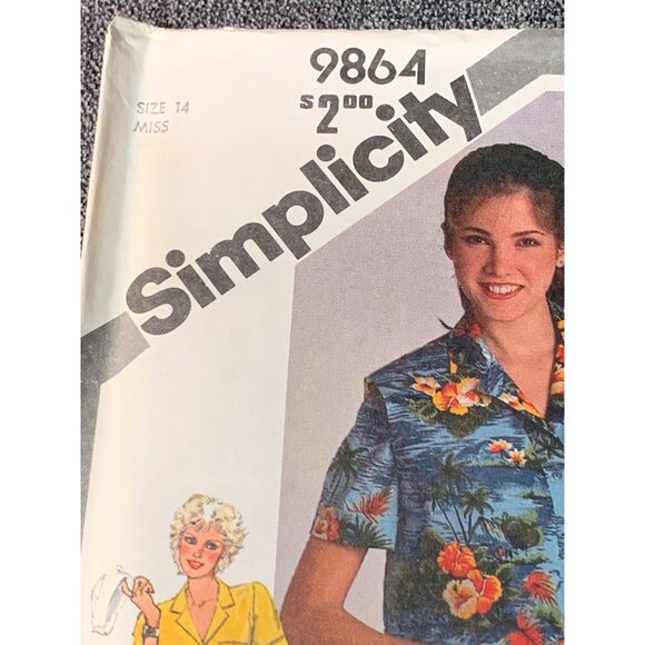 Simplicity Misses Shirt Sewing Pattern sz 14 9864 - uncut - Picture 2 of 3